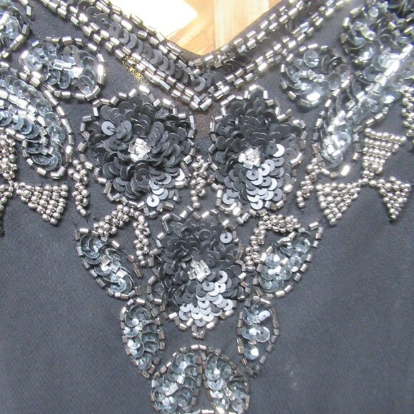 JKara Black Formal Dress with Sequin and Beaded Detail - Picture 6 of 12